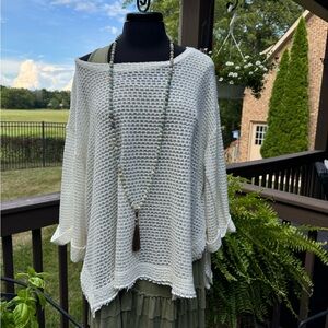 Umgee Oversized Lightweight Sweater Cream Size XL